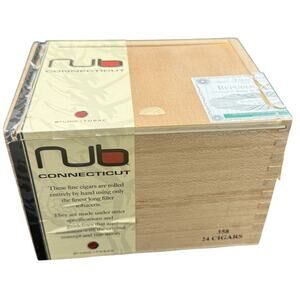 🚬 Nub Connecticut Wooden Cigar Box 358 24 Cigars Rustic Storage Decor